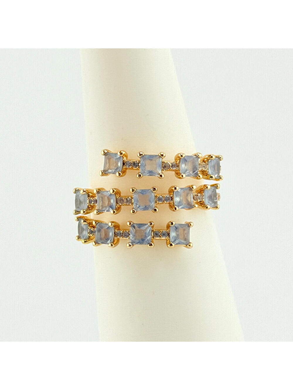 Bomb Party Sz 8 "You're Pure Fireworks" Blue Moonstone on Yellow Gold